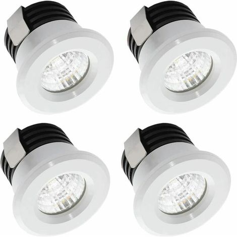 Lot de 4 mini spots LED encastrables 3 W blanc chaud – Angle de faisceau 24° – Luminosité 300 lumens – Pour plaques de plâtre et étagères (1/5)