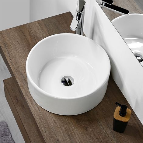 Lavabo da appoggio Tondo 40 TERRA in ceramica per top in legno e marmo (1/5)