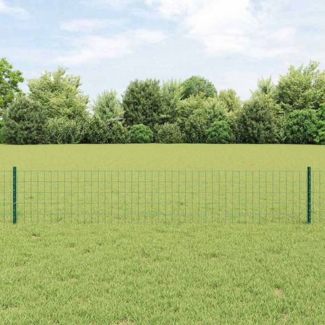 Zaun mit Pfosten Grün 0,4 x 10 m Stahl und PVC