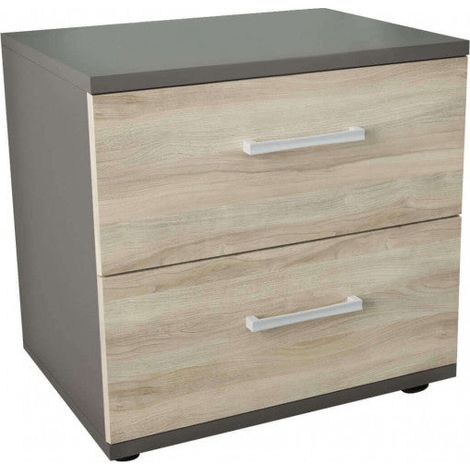 Comodino mobiletto con 2 cassetti da interno in legno nobilitato bilaminato Mickey -  DarkGray