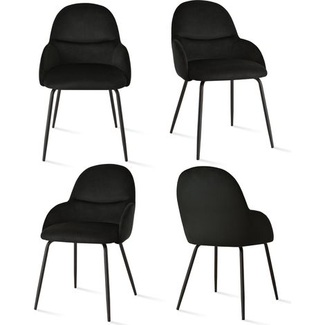 Goeurvant Sillas de comedor de estilo escandinavo minimalista, que ofrecen un apoyo óptimo para la espalda y una base de madera estable - Juego de 4 - Negro