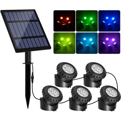 Solar-Teichleuchte, RGB-LED-Unterwasser-Solarstrahler mit RGB-Farbwechsel, IP68 wasserdicht (1/5)