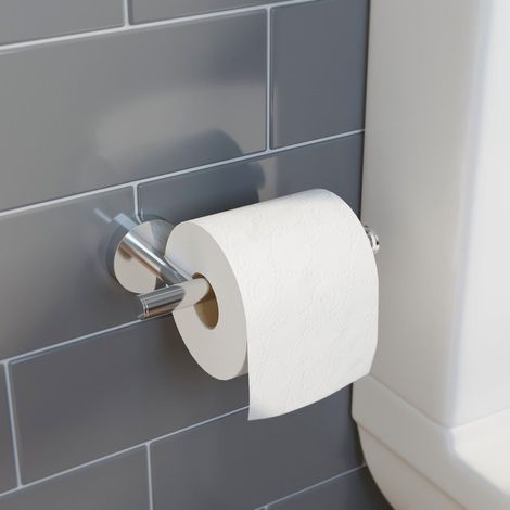 Bathroom Toilet Roll Holder Chrome Round Wall Mounted Stylish Modern (1/4)