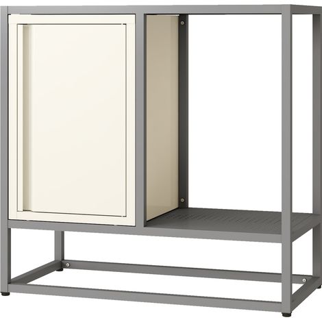 Credenza cassettiera mobile contenitore per soggiorno ingresso camera da letto 70 x 72 x 35 cm acciaio grigio e bianco 030009020