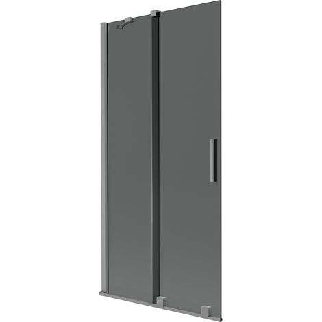 Mexen Velar Badewannenparavent 2-flügelig verschiebbar 90 x 150 cm, Graphit, Gun Metal - 896-090-000-41-95 (1/2)