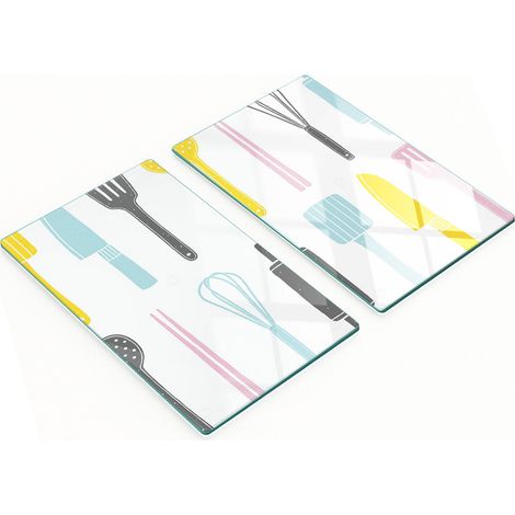 Tablas de cortar de vidrio para cocina con gr谩ficos, equipo de cocina, 2 x 30 x 52 cm