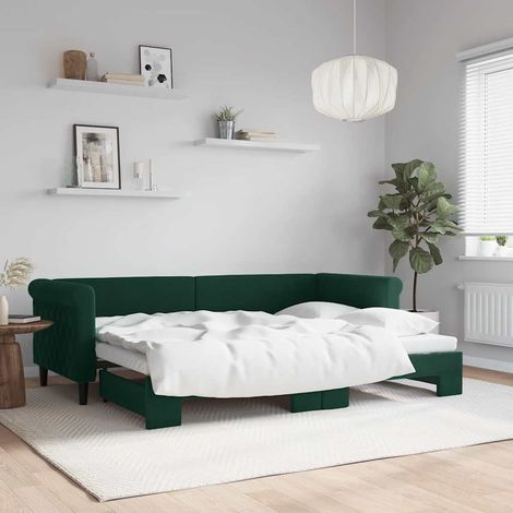 Tagesbett Ausziehbar Dunkelgrün 80x200 cm Samt (1/5)