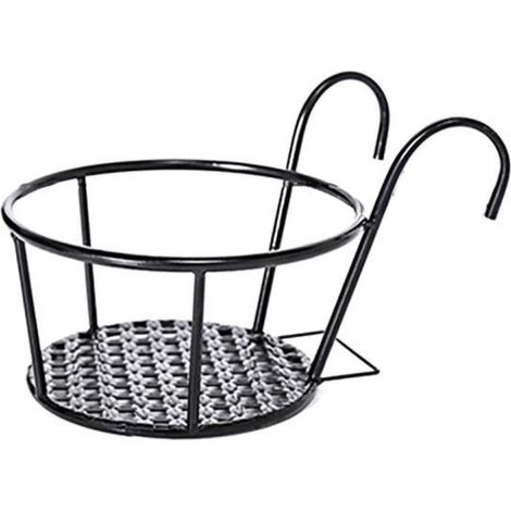 Support suspendu pour plantes - Jardin balcon - Pot de fleur en fer noir (1/4)