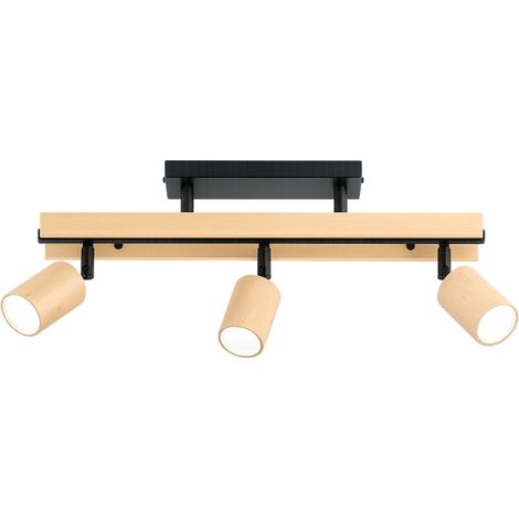 Plafonnier scandinave en bois noir 3 spots GU10 10W DEMIRA Alfa (1/2)