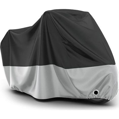 Housse de Protection Imperméable pour Moto Couverture Oxford Résistant aux Poussière Pluie Neige UV Vent Soleil Déjections d'oiseaux, 245x105x125cm Noir+Argent (1/5)