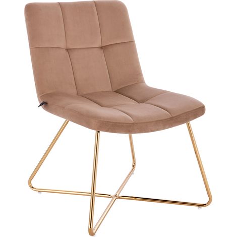 SVITA LYNN Loungesessel Cocktailsessel Clubsessel Polsterstuhl ohne Armlehnen Goldene Beine Samt-Polster Taupe