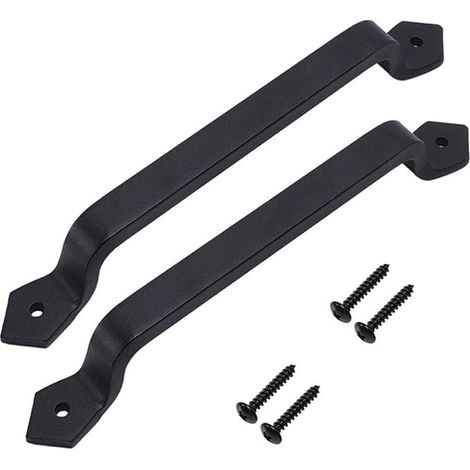 Cast Iron Door Handle 11.25" Door Handle for Outdoor, Garage, Cabinet, Indoor (Black) (1/4)