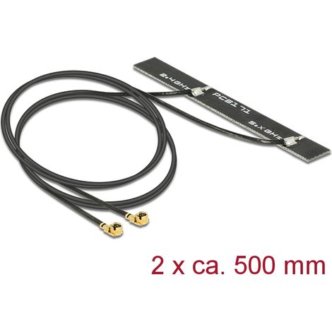 Antenne doppel wlan mhf/u.fl-lp-068 kompatibler stecker 802.11 ac/a/h/b/g/n 5 dbi 2x500 mm pcb intern delock