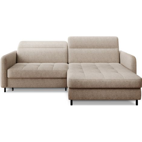 Canapé d'angle droit 3 places HANA convertible en tissu - Beige (1/5)