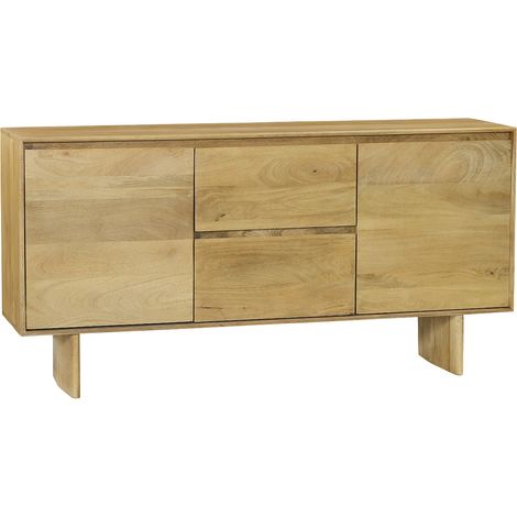 Credenza 2 ante e 2 cassetti in legno di Mango Naturale chiaro - MABERY (1/4)