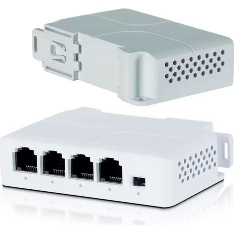 Extendeur PoE Rail DIN TH35 – 1x IN 3x OUT Gigabit 25W 8W/port  100 m  Surveillance et Industrie