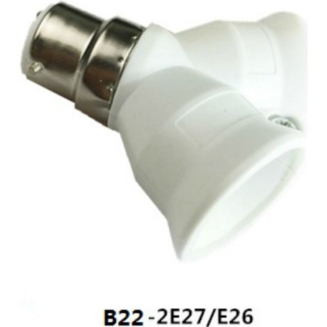 Fourniture d'un adaptateur de douille et de support de lampe B22-2E27, convertissant un grand culot à vis en un petit culot à vis, en PBT ignifugé et respectueux de l'environnement.
