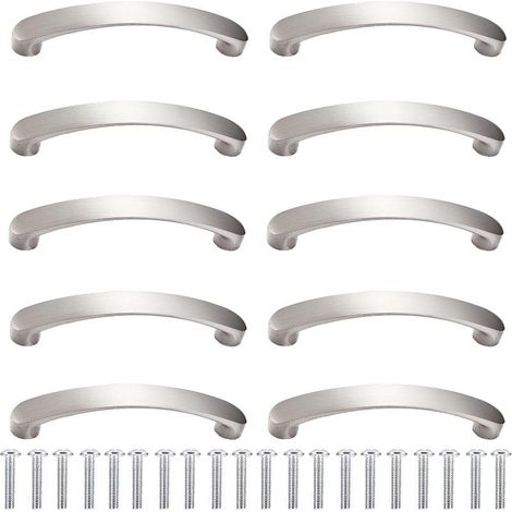 10 Pièces Poignées de Meuble Argent Avec 20 Vis, Poignée de Tiroir, Espacement Des Trous de 96 mm Poignées de Cuisine Modernes en Alliage d'Aluminium, Idéales pour la Cuisine, la Chambre, le Salon (1/4)