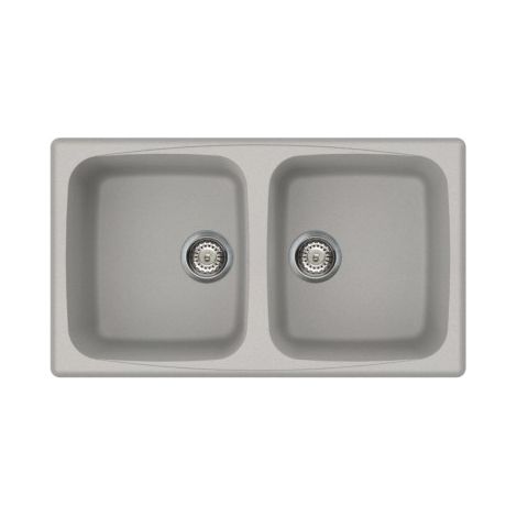 Lavello Elleci Incasso 2 vasche 86x50 Master 450 Metaltek Grigio Aluminium LMM45079