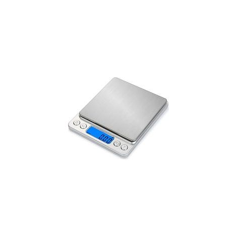 Balance de cuisine haute précision 500g/0,01g Écran LCD rétroéclairé Fonction tare, PCS, 2 plateaux en acier inoxydable (1/5)