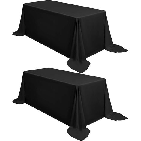 2er Set Tischdecke Schwarz 229x396 cm Rechteckig Polyester Knitterfrei
