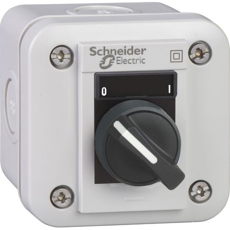Schneider – Boitier 1 bouton 2 positions 0/1 – Poussoir et va et vient complet – Pour installation électrique – Compatible avec interrupteurs standards