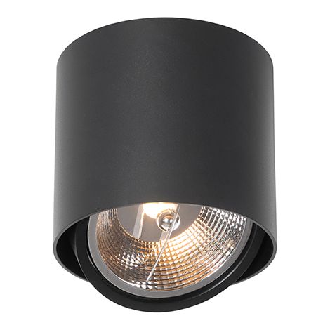 QAZQA Diseño Foco de diseño negro AR111 - Impact Aluminio Cilíndra Adecuado para LED Max. 1 x 50 Watt