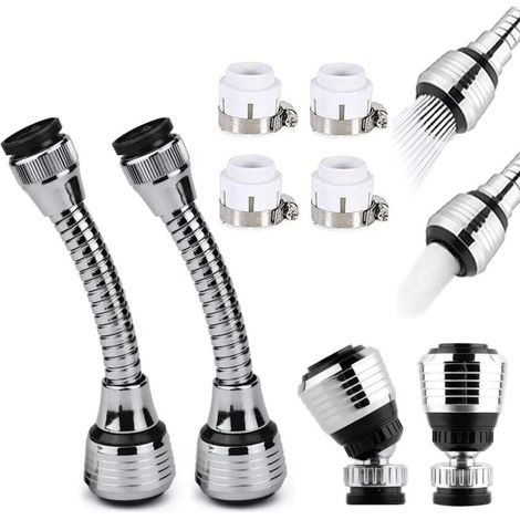Pièces Economiseur d'Eau pour Robinet, Embout Robinet, Rallonge de Robinet, Economie d'Eau Embout de Filtre, Contient 4 Tuyaux de Raccordement Accessoires, pour les Robinets de Cuisine (1/5)