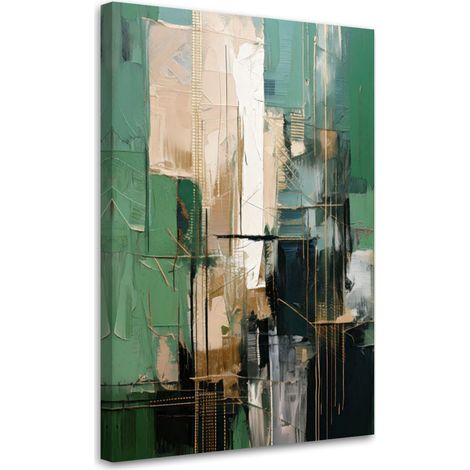 Quadro su tela, Immagine Astrazione Industriale Verde Oro - 40x60 (1/3)
