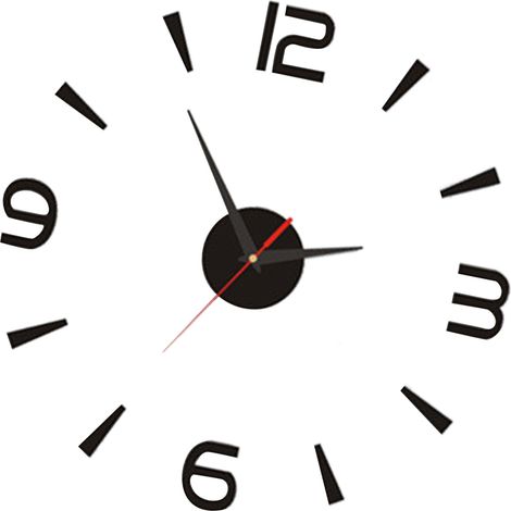 Horloge murale à faire soi-même 40 cm, petite, noire, moderne, simple, style européen, silencieuse, en acrylique, sans cadre, horloge murale 3D à faire soi-même (1/5)
