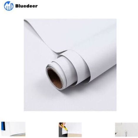 Bluedeer – Papier adhésif pour meuble blanc mat 60x300cm – Film vinyle autocollant imperméable pour armoires et murs – Facile à appliquer et à retirer (1/5)