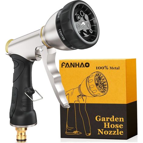 Pistolet d'arrosage Premium, Robuste 100% en métal lourd pistolet arrosage, 7 formes de pulvérisation,pour le Lavage des Voitures, les Jardin, les Animaux domestiques (1/5)