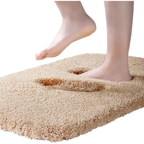 Tapis de bain extra épais – 40×60 cm, microfibre ultra douce, très absorbant, sortie de douche, lavable (beige) (1/5)