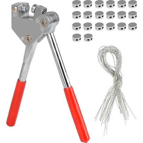 Pinces à sceller Set de pinces à plomb rouge 10 mm poignée en plastique (1x pince à câble de scellage + 20 x fils + 20 x fils de scellage) (1/5)