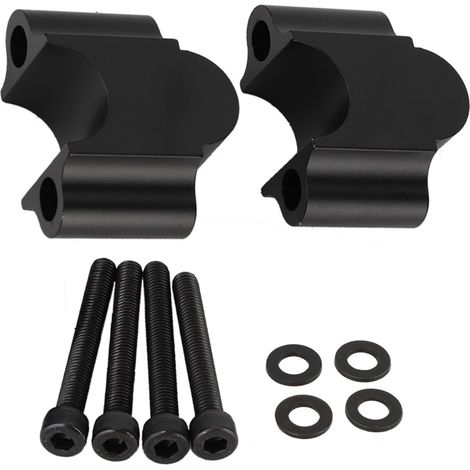Support de guidon universel en aluminium 7/8'' 22mm, rehausseur de guidon moto noir, kit de fixation surélevé (1/5)