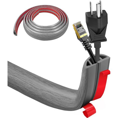 Goulotte autocollante - 3 cm x 300 cm - En PVC flexible - Plat - Protection de câble pour tous les câbles d'alimentation - Maison, bureaux, hôtels, entrepôts, etc. - Coupe facile - Grain de bois (1/5)