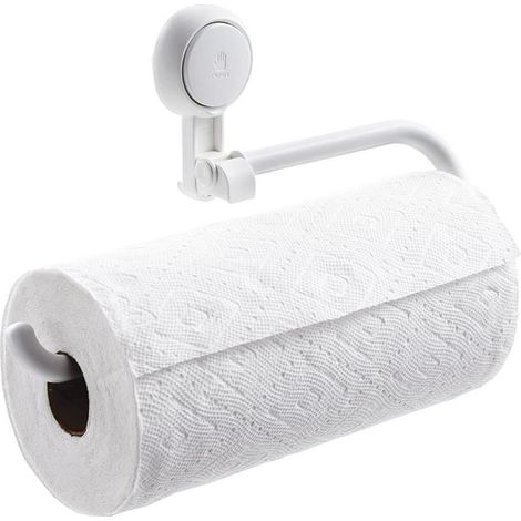 Essuie-tout à ventouse sous meuble, sans perçage, distributeur plastique réutilisable pour cuisine, fixation murale adhésive, porte-rouleau libre perçage (1/5)