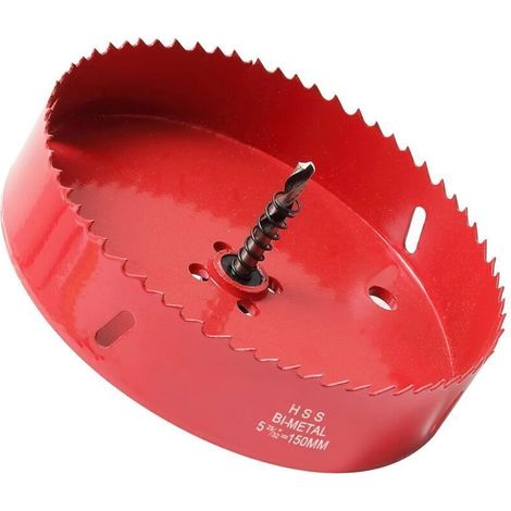 Bi-metal hole saw Ø150mm - High-speed steel HSS M42 - Hexagonal shank - For aluminum, iron, wood