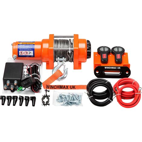 3,000lb (1,361kg) Original Orange 12v Electric Winch, 15.5m x 5mm Dyneema Rope, 1/4 Hook, Wireless Remote Controls.