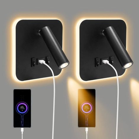 Nachttischlampen Doppelte Leselampen Schlafzimmerlampe für Erwachsene Schwarz (1/5)