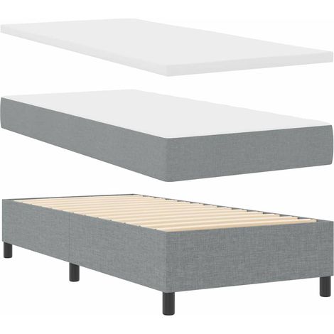 Cama tipo Box Spring con cabecera Gris claro 90 x 200 cm tela vidaXL (1/5)