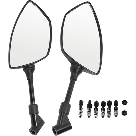 Rétroviseur moto rotatif 360° avec lentille convexe en verre - Style fibre de carbone (Noir) (1/5)