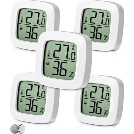 Thermomètre hygromètre numérique 5 pièces – Plage de mesure -20°C à 60°C – Précision ±1°C – Grand écran LCD pour intérieur (1/5)