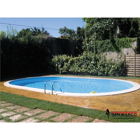 GRE – Piscine enterrée ovale en kit 500 x 300 cm – Acier galvanisé – Hauteur 150 cm – Filtration 8 m3/h – Installation sur dalle béton (1/5)