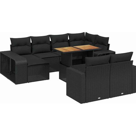 Maison Exclusive - Set de sofás de jardín 11 pzas y cojines ratán (1/3)