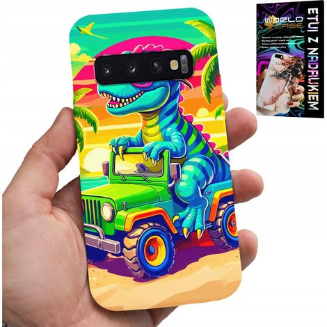 Custodia per Samsung Galaxy S10 Plus - modelli di dinosauri su camion per bambini (1/5)