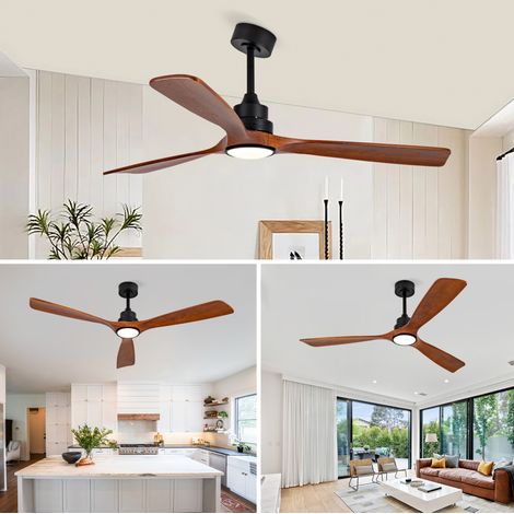 Ventilatore da soffitto con luce 60 pollici, 3 pale, telecomando OKMYHOME (1/5)
