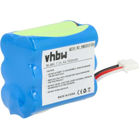 vhbw 1x Akku kompatibel mit iRobot Braava 300, 380, 390, 2000, 380T, 390T, 381 Home Cleaner Heimroboter (1500 mAh, 7,2 V, NiMH)