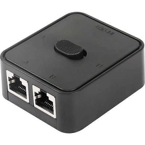 Commutateur réseau LAN 2 ports, boîtier de sélection/répartiteur RJ45 à bouton-poussoir, 100 Mbit/s, 2 entrées/1 sortie ou 1 entrée/2 sorties, hub réseau 2 ports noir (1/5)