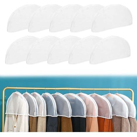 Lot de 10 Pièces Housses de Vêtements, Housse Costume, Lavable Housse Vetements à Suspendre, Transparent Résistant Poussière, Housse de Vetement Penderie pour Smokings, Blazers, Chemises, Jupes (1/5)